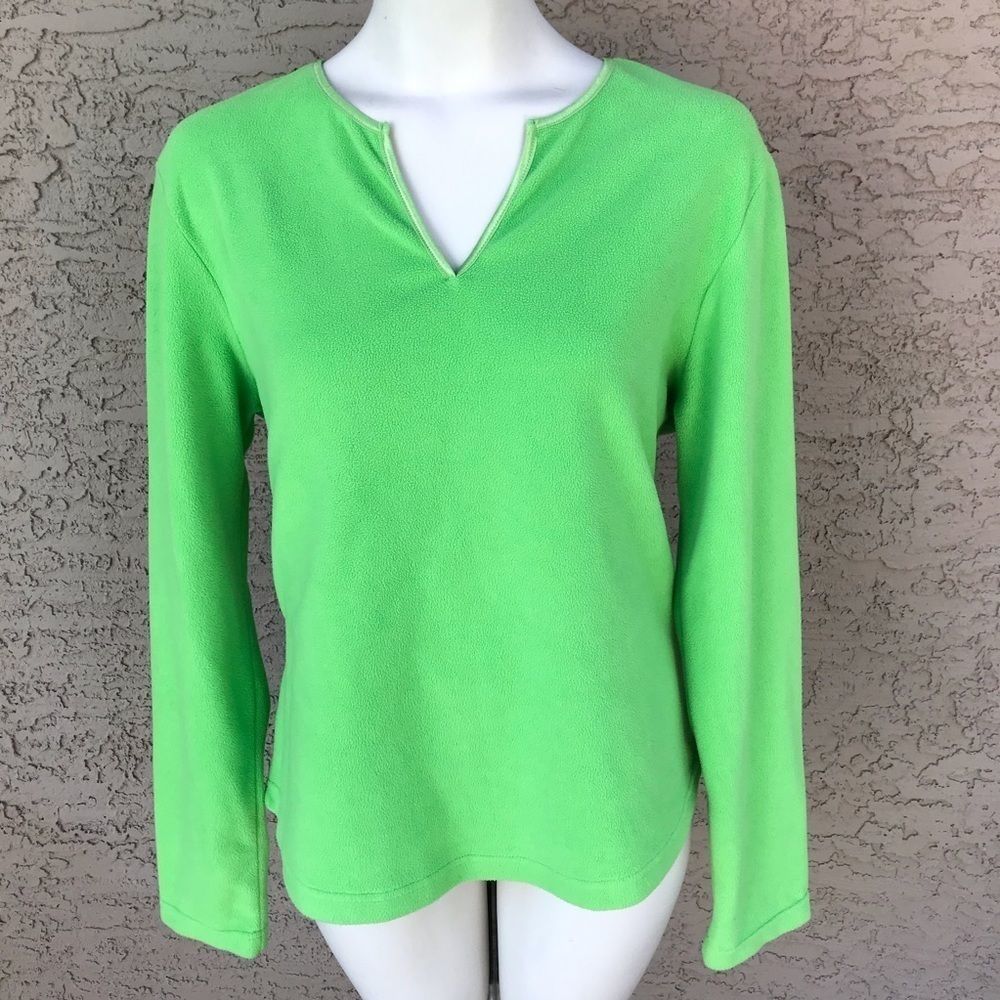 Neon Lime Green Fleece Top Sweatshirt Long sleeves